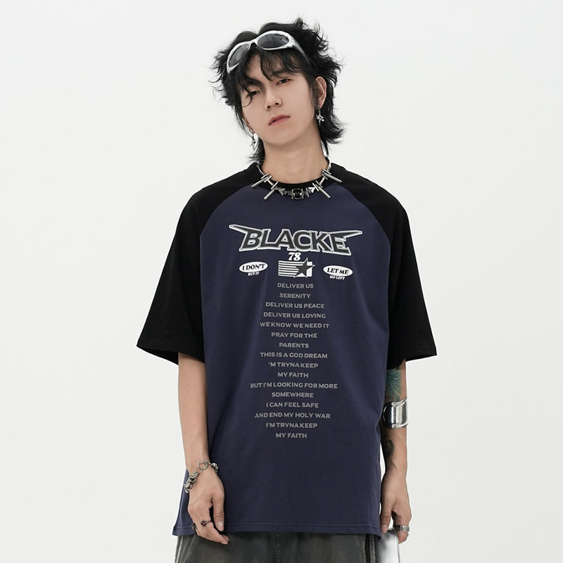 Camiseta de manga corta con estampado de letras para hombre