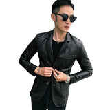 Fashion Casual Men's Suit Leather Jacket - WOMONA.COM