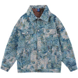 Creative Floral Denim Men Autumn Loose Men's And Women's Jackets - WOMONA.COM