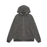 Workwear Washed And Worn Hooded Jacket Men