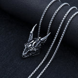 Stainless Steel Necklace Long Horn Pendant Necklace - WOMONA.COM