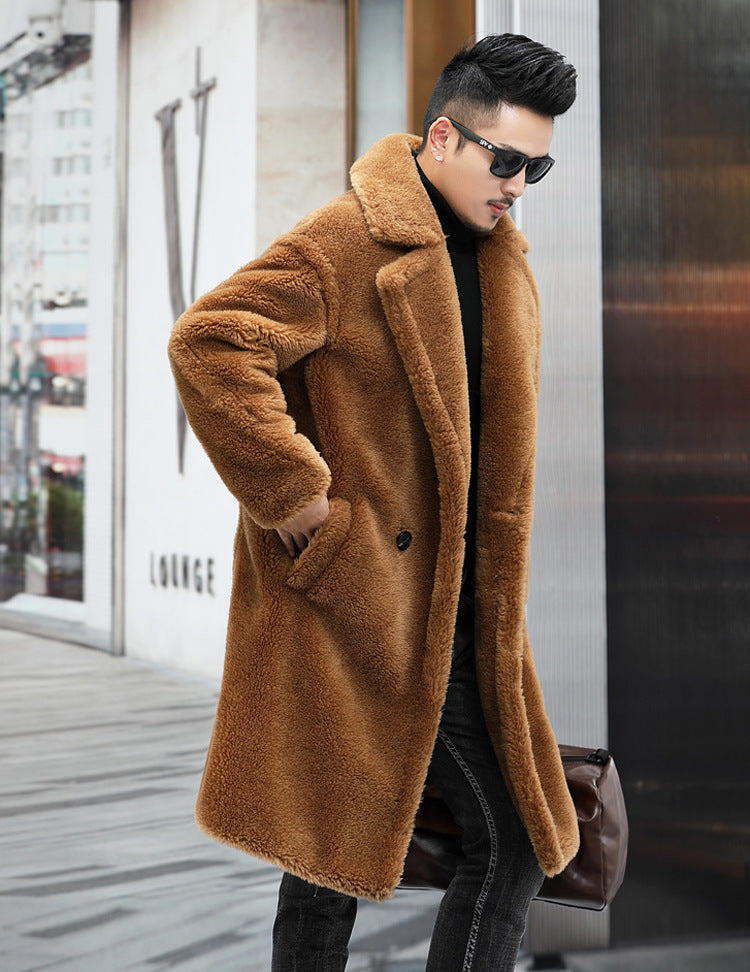 Men's Winter New Thickened Cashmere Long Warm Fur Coat - WOMONA.COM