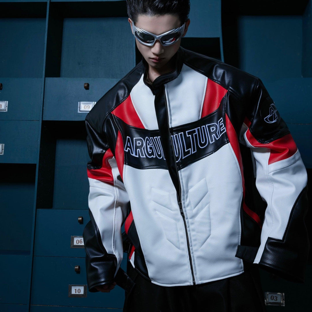 Men's White Faux Leather Moto Jacket