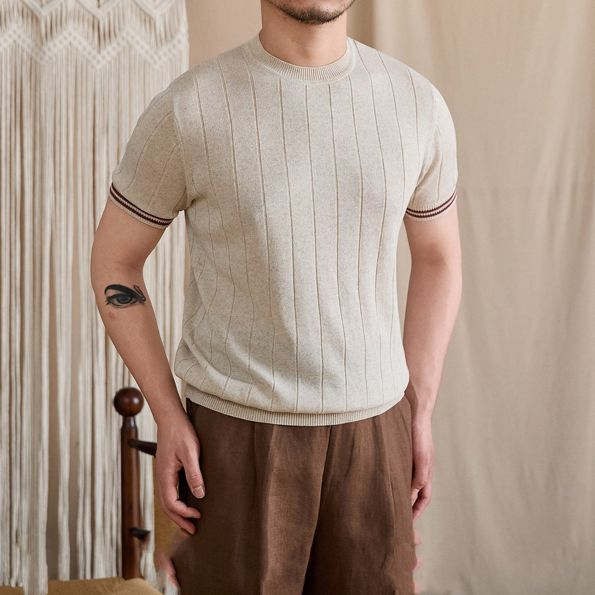 Breathable Slim-Fit Preppy-Style T-Shirt For Men