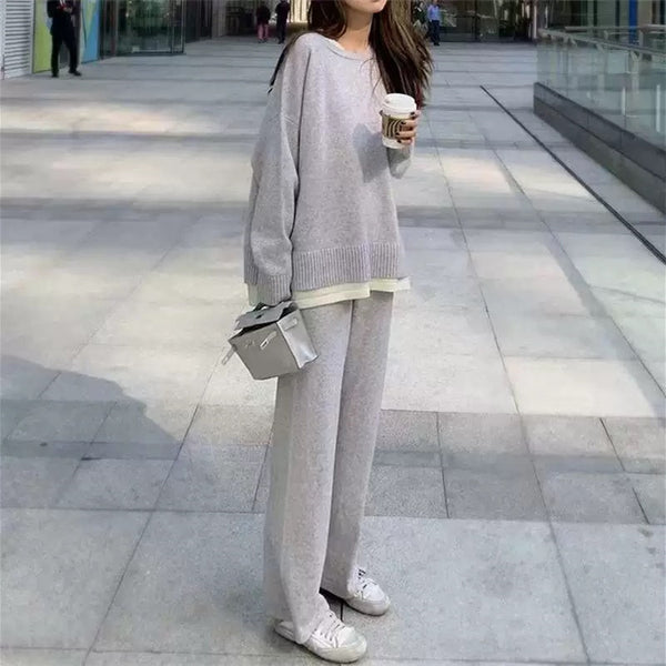 Women's Graceful And Fashionable Fake Two Pieces Sweaters Suit - WOMONA.COM