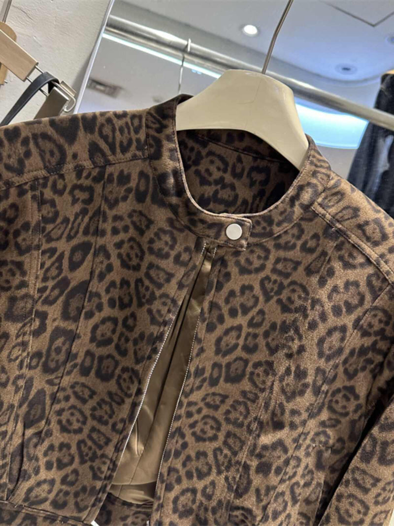 Hong Kong Style Short Leopard Print Coat