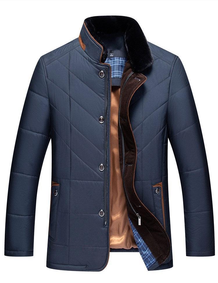Cotton-padded Coat Stand-up Collar Thick Coat - WOMONA.COM