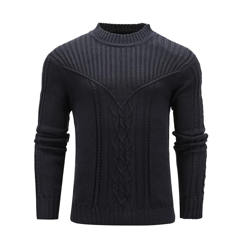 Fashion Men Solid Color Warm Jacquard Men Sweater - WOMONA.COM