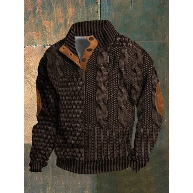 Men's Street Trend Buckle Polo Sweater - WOMONA.COM