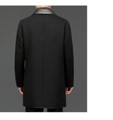 Men's Mid Length Lapel Woolen Cashmere Coat - WOMONA.COM