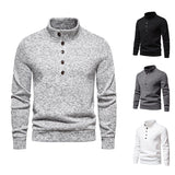 Men's Turtleneck Buttons Pullover Casual Loose - WOMONA.COM