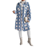Womens Flap-Pocket Plaid Jacket