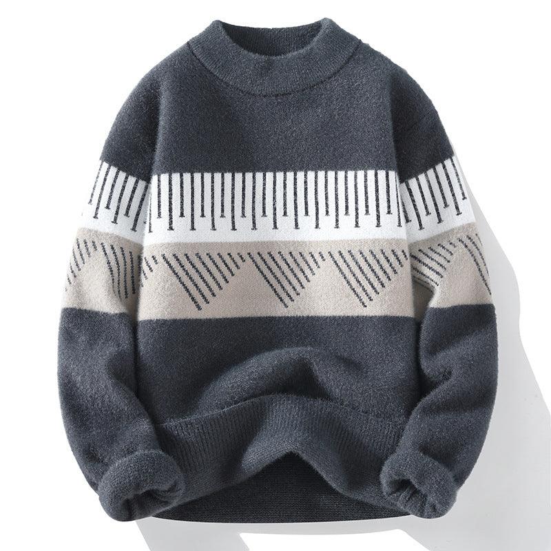 New Half Turtleneck Faux Mink Cashmere Sweater Men - WOMONA.COM