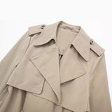 French Style Double Row Ornament Belt Trench Coat - WOMONA.COM