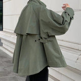 Retro Loose Long Sleeve Short Trench Coat Women - WOMONA.COM