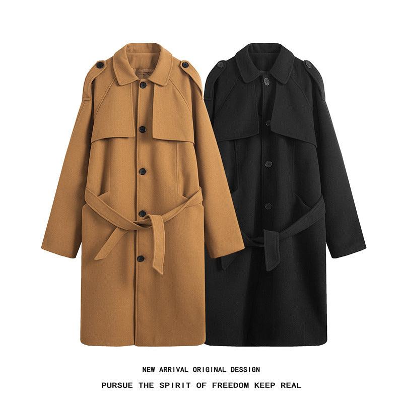 Men's Solid Mid-Length Overcoat