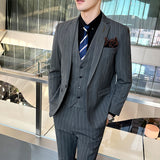 Striped Suit Men's Three-piece Suit - WOMONA.COM