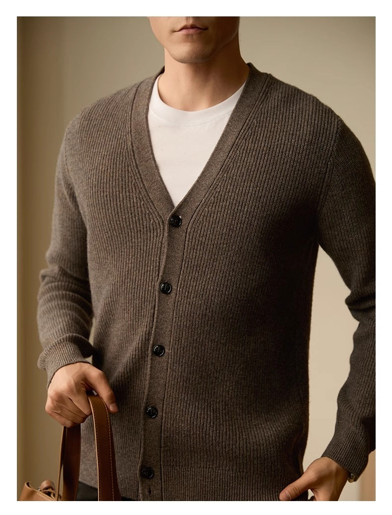 Wool Warm Cardigan Knitted Coat V-neck Casual American Men's Clothing Autumn And Winter