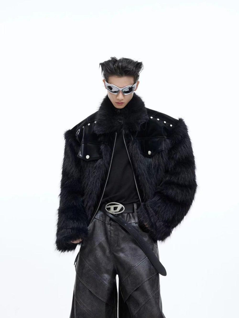 Spliced Anti Mink Fur Fur Coat - WOMONA.COM
