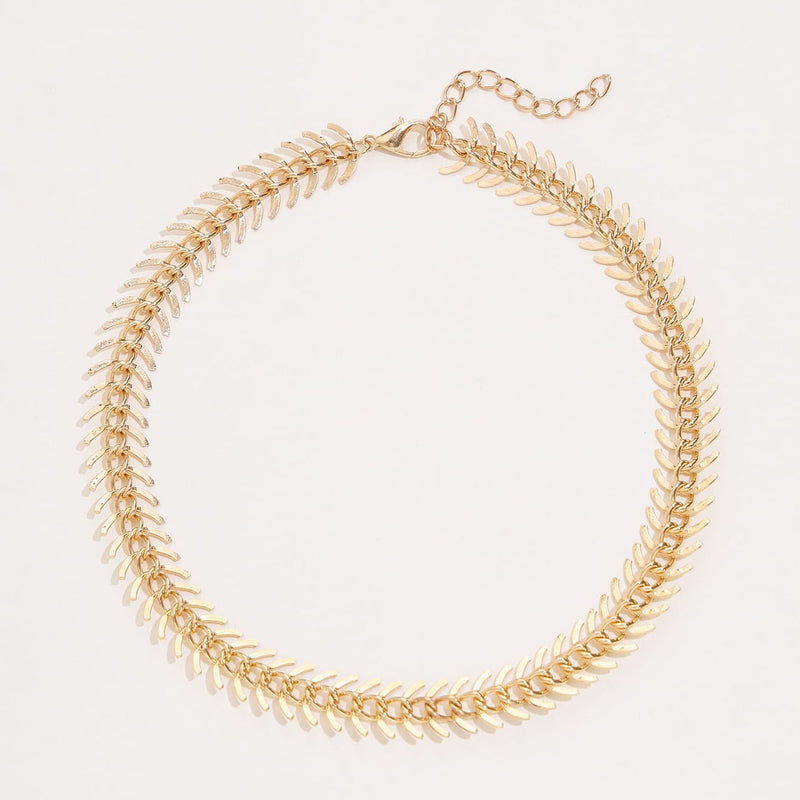 Fishbone Chain Short Necklace Clavicle Women's Necklace - WOMONA.COM