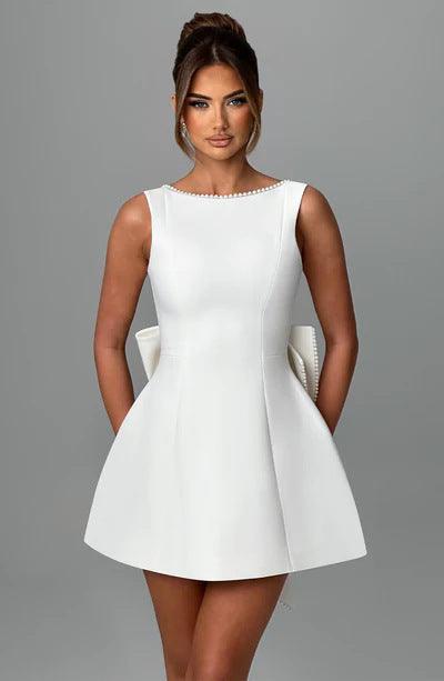 Women's Pearl Bow Fashion Slim Fit Skirt - WOMONA.COM