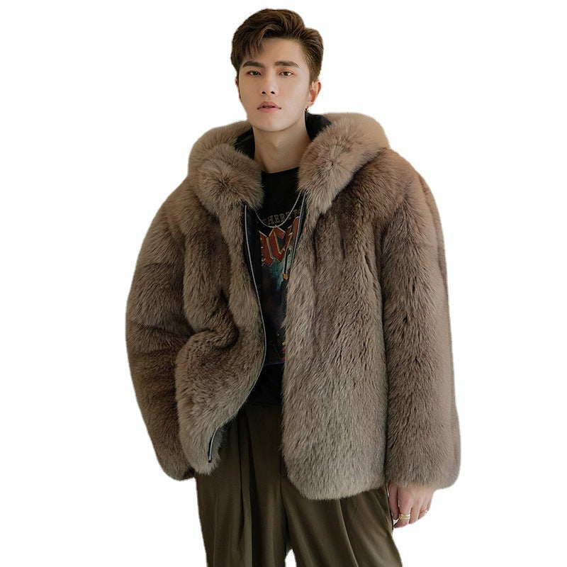 Men's Trendy Faux Fox Fur Coat - WOMONA.COM