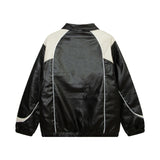 Lockere bestickte Motorrad-PU-Jacke mit amerikanischem Paar