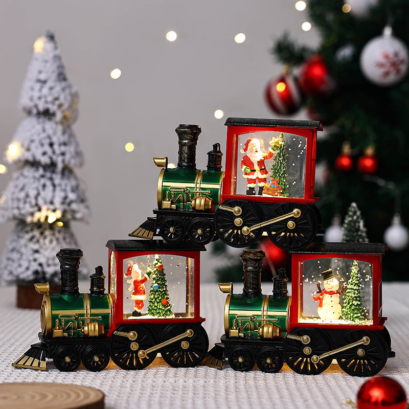 Lámpara de noche pequeña con decoración de tren para regalo de Navidad