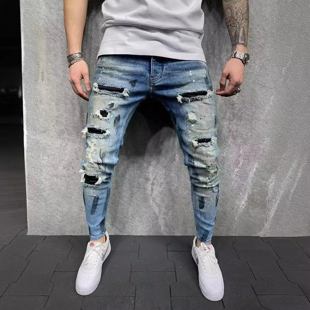 Men's Versatile Casual Slim Ripped Jeans - WOMONA.COM