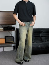 Retro Distressed Wide-leg Jeans For Men - WOMONA.COM