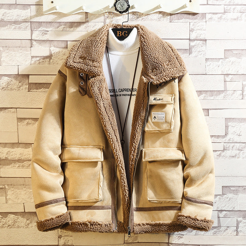 Fashion Lamb Wool Casual Men's Cotton Coat - WOMONA.COM