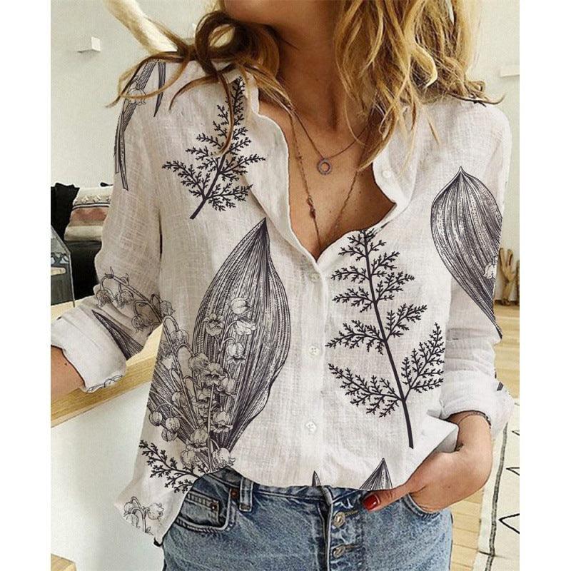 Linen Cotton Washed Single-breasted Long Sleeve Shirt For Women - WOMONA.COM