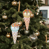 Colgante de cristal decorativo con forma de árbol de Navidad con helado simulado