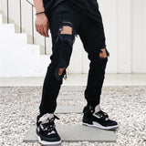 High Street Style Black Torn Jeans For Men - WOMONA.COM