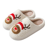 Zapatillas de casa navideñas con bonitos dibujos de Papá Noel, zapatillas de algodón para mujeres y hombres, zapatos cálidos y peludos para invierno