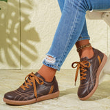 Zapatillas retro con cordones, zapatillas deportivas casuales de moda con suela gruesa para mujer, zapatos casuales sin cordones con punta redonda