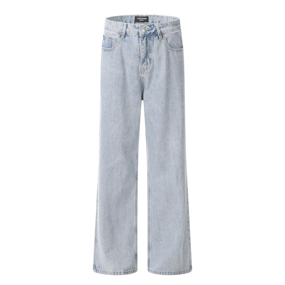 Wash Light Color Denim Straight-leg Pants - WOMONA.COM