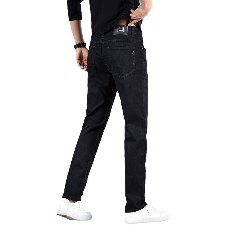 New Slim Fit Youth Casual Straight-leg Cotton Jeans Men - WOMONA.COM