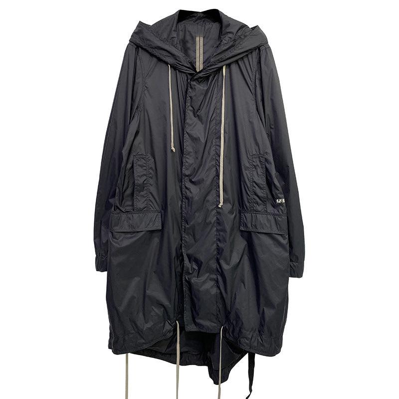 Insert Bag Solid Color Coat Large Robe Trench Coat Men - WOMONA.COM