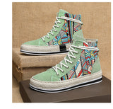 High-top Canvas Casual Board Shoes - WOMONA.COM