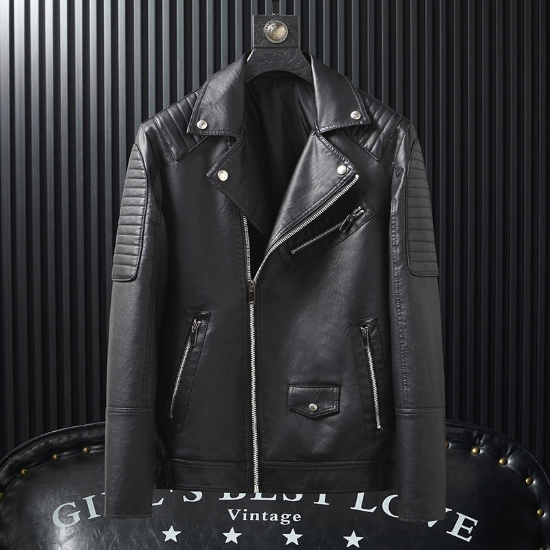 Spring And Autumn Slim-fitting Biker Leather Jacket - WOMONA.COM