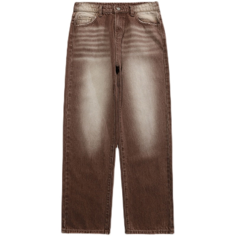Vintage Street Wash Brown Hip Hop Loose Wide-Leg Jeans – alternate product view 6