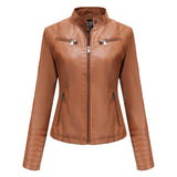 Women's Leather Thin Short Chic Women's Jacket - WOMONA.COM