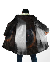 Digital Printing Stand Collar Zipper Hooded Cloak - WOMONA.COM