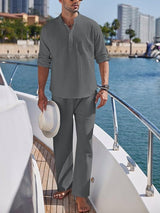 Men's Solid Color Leisure Long-sleeved Shirt - WOMONA.COM