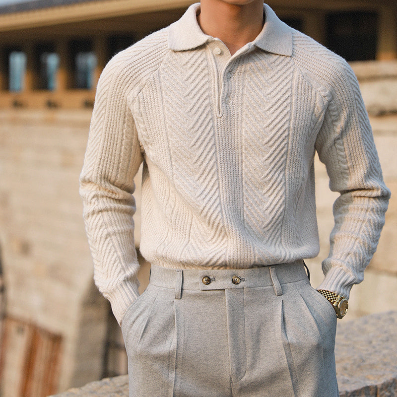 Men's Thickened Warm Base Sweater With Lapel - WOMONA.COM