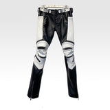 Tide Niche Casual Zipper Sheepskin Leather Slim Fit Pants Men - WOMONA.COM