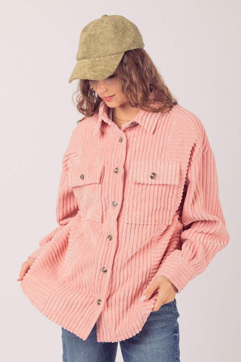 Women's Fashion Big Pit Strip Large Pocket Shirt Coat - WOMONA.COM