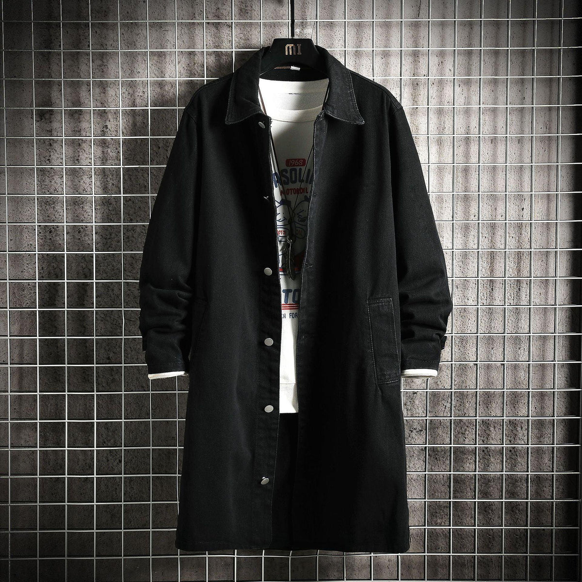 Denim Trench Coat Men's - WOMONA.COM