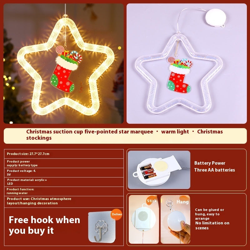 Christmas Pendant Decoration Christmas Atmosphere Led Lights Led Christmas Star Light Decoration For Window Door For Holiday